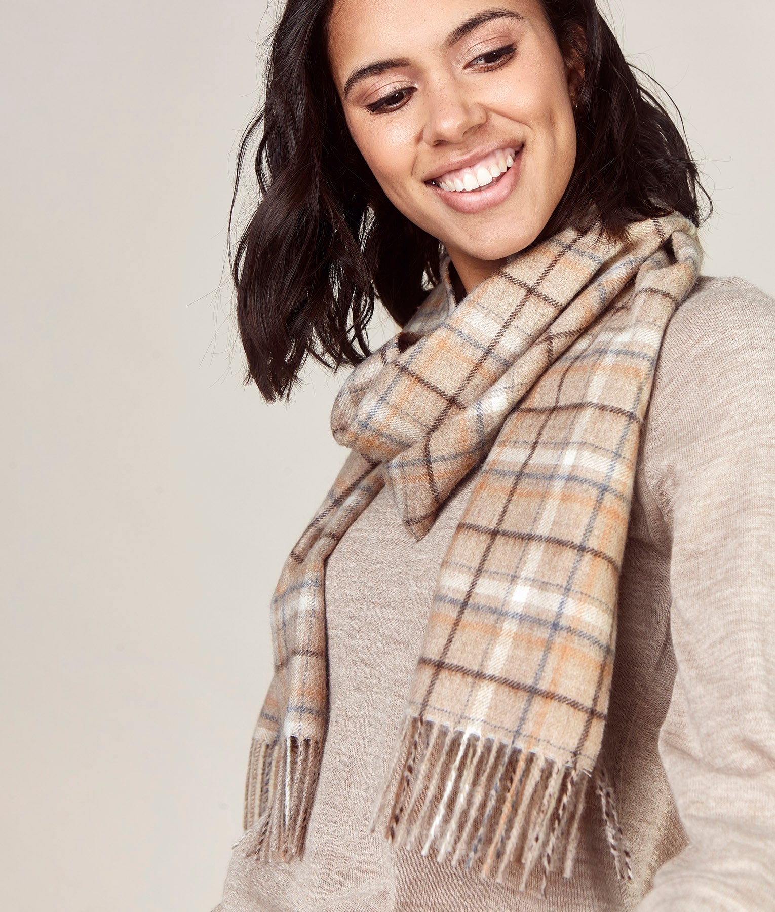 Classic Printed Shawl/Scarf - Beige