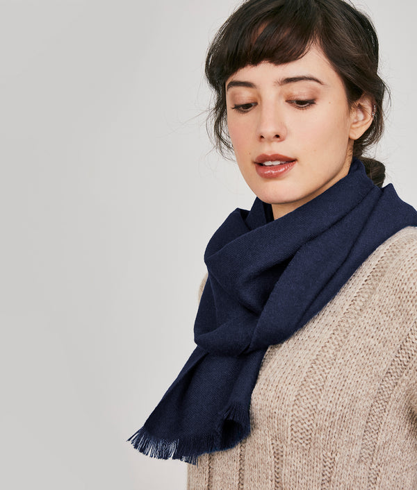 New Fringeless Brushed Scarf — Navy Blue — navy blue alpaca by Sol Alpaca