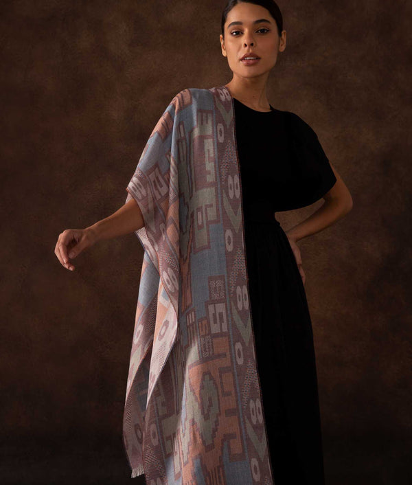 Nazca Dignified Forms Scarf — Earth Colors — earth colors baby alpaca by Sol Alpaca