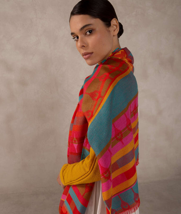 New Multi Pattern Scarf — baltic bittersweet solar energy baby alpaca by Sol Alpaca