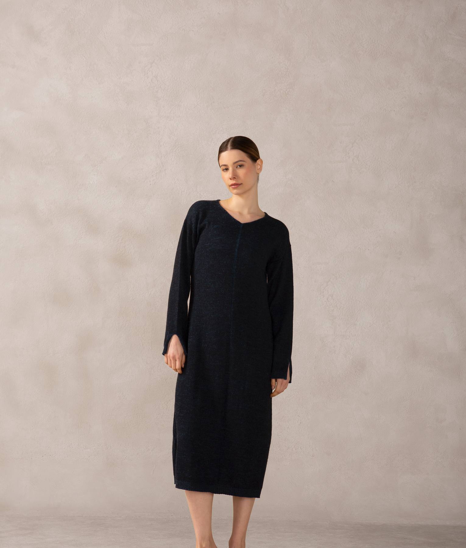 Alpaca Front Open Dress - ROSARYMOON OFFICIAL WEB STORE