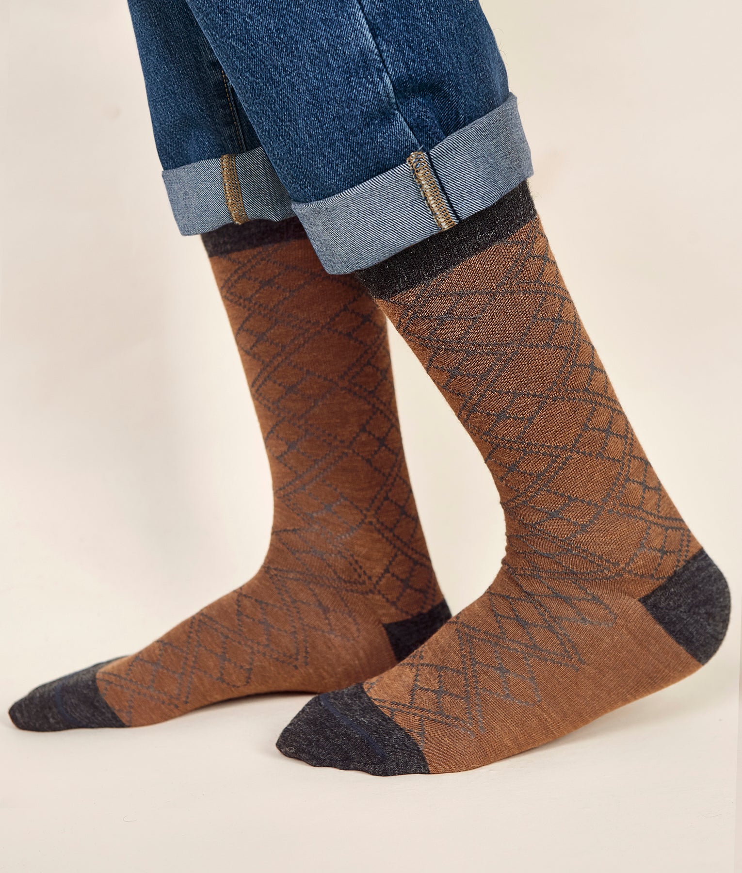 Bi Colour Jacquard Mens Socks – Sol Alpaca USA