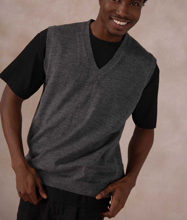 Classic V-Neck Vest — Smoked Pearl — smoked pearl alpaca by Sol Alpaca